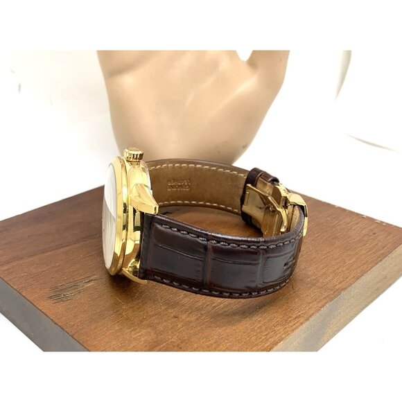 Bulova Men's Watch 97A121 Automatic Gold Tone Case Brown Leather Band 41mm - Picture 10 of 14